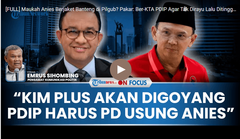 Maukah Anies Berjaket Banteng di Pilgub? Pakar: Ber-KTA PDIP Agar Tak Dirayu Lalu Ditinggal