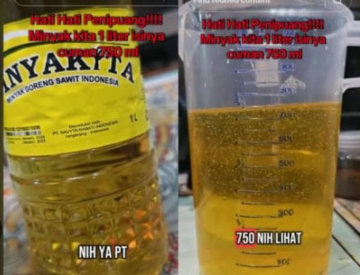 MinyaKita 1 Liter Cuma 750 ml? Netizen: “Beli Udara Gratis!